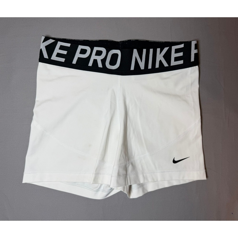 Nike Pro Dri-FIT Women White Compression Training Shorts Medium 3in